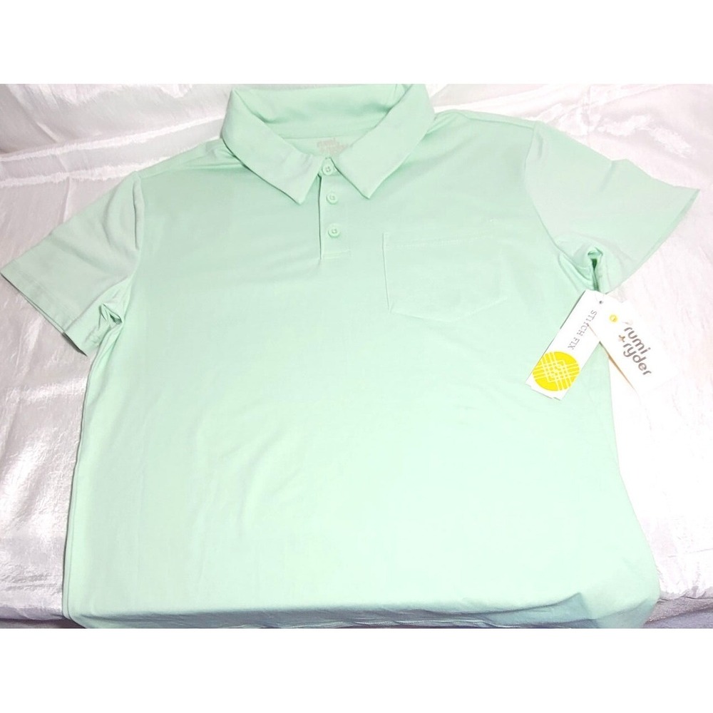 Rumi‎ & Ryder Boys Classic Everyday Performance Jersey Sport Polo Mint Green - L